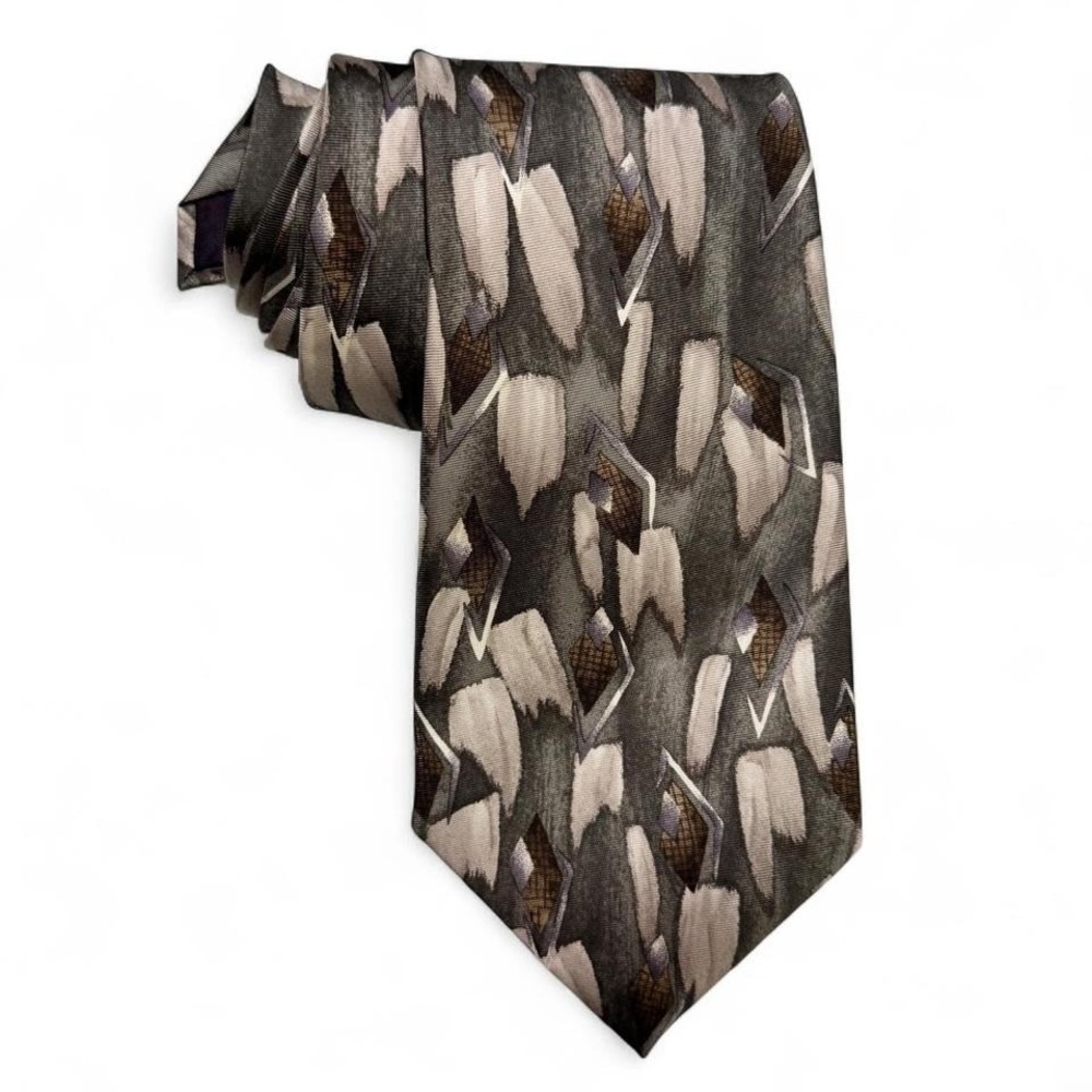 Stafford VTG Abstract Geometric 100% Silk Necktie Brushstroke Dad Office Luxe